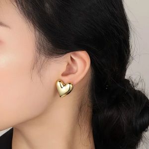 Gold Heart Stud Earrings - Elegant Women's Jewelry